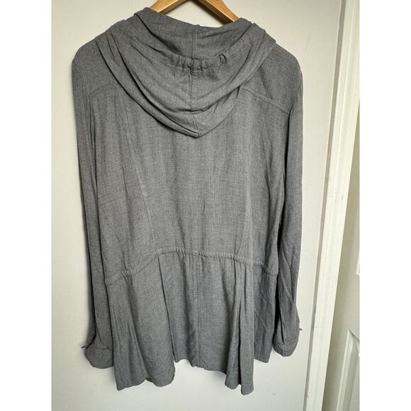 Sunday women's grey full zip hooded lightweight jacket Size XL Drawstring Waist - Picture 4 of 12